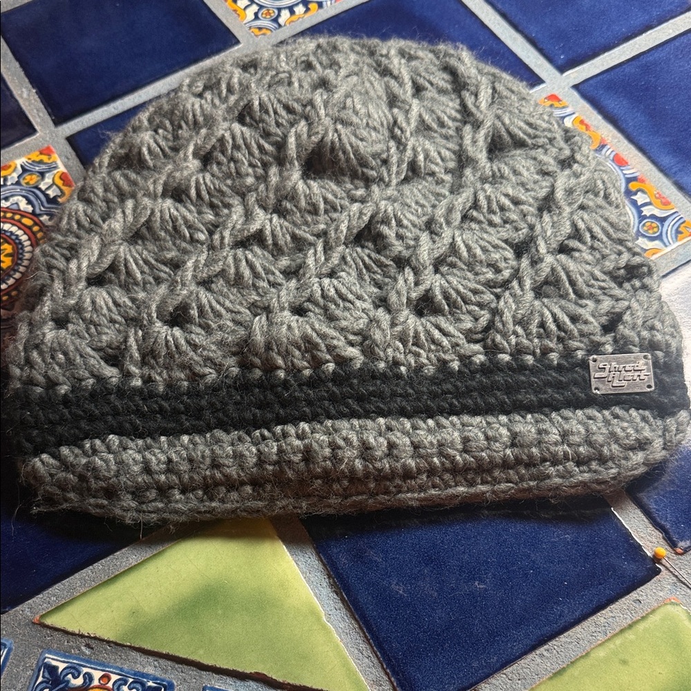 Shred Alert Gray and Black Knit Beanie